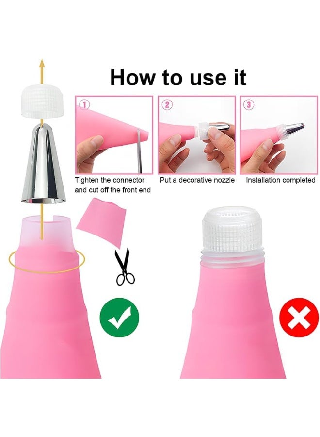 DUNISO Piping Bags and Tips Set, Reusable Cake Decorating Tools with Icing Pastry Bags, Icing Bags Tips, Couplers and Scrapersfor Cookie Cupcakes - Image 4